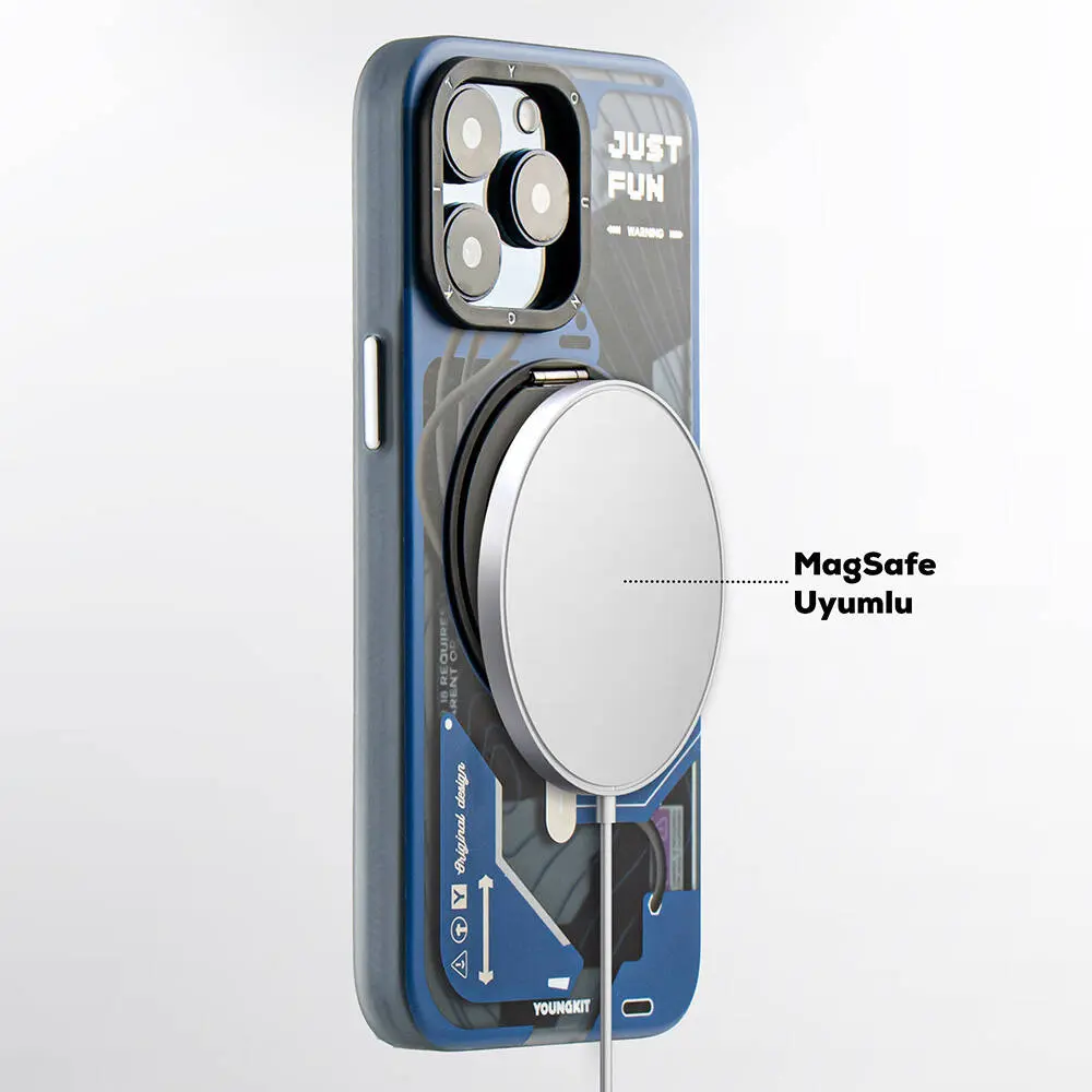 iPhone 15 Pro MagSafe Uyumlu 360° Standlı Kılıf - Youngkit Starship