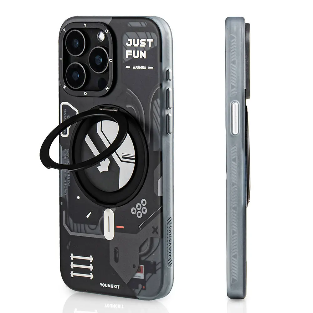 iPhone 15 Pro MagSafe Uyumlu 360° Standlı Kılıf - Youngkit Starship