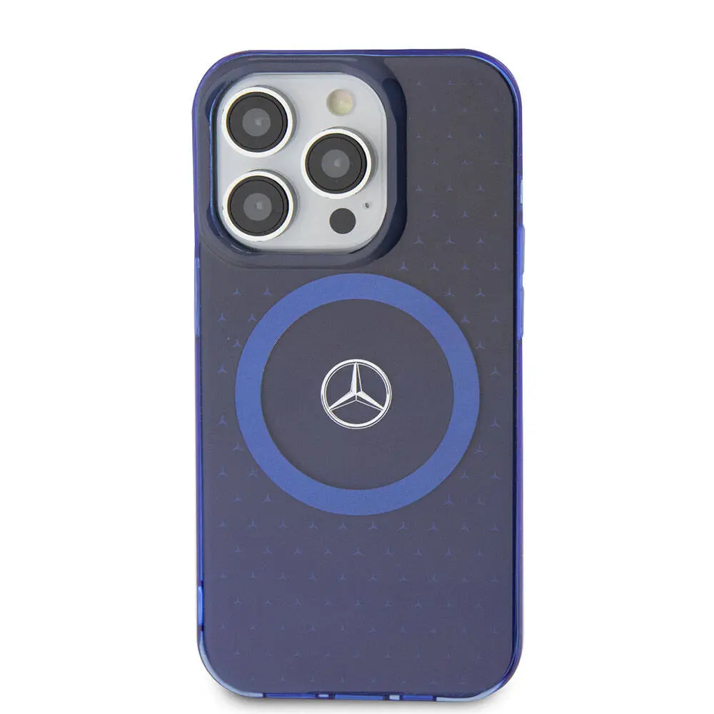 iPhone 15 Pro MagSafe Uyumlu Çift Katmanlı Kılıf - Mercedes Benz Mavi Yıldız