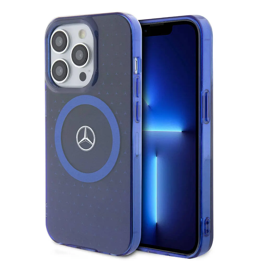 iPhone 15 Pro MagSafe Uyumlu Çift Katmanlı Kılıf - Mercedes Benz Mavi Yıldız
