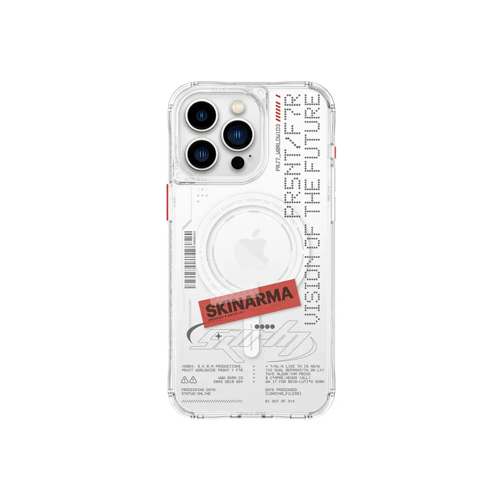 iPhone 15 Pro MagSafe Uyumlu Yazı Desenli Şeffaf Kılıf - Skinarma Orion