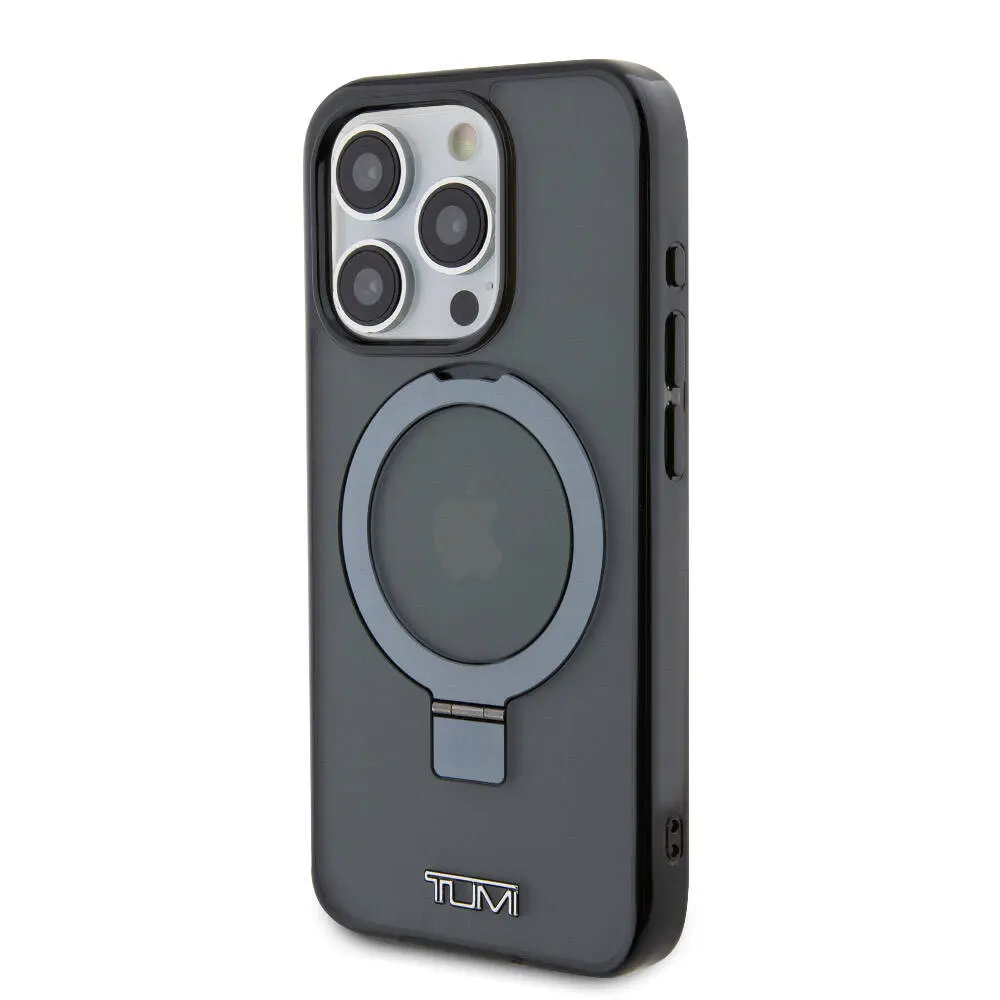 Apple iPhone 15 Pro Kılıf TUMI Orjinal Lisanslı M-safe Şarj Özellikli PC TPU Metal Logolu Ring Standlı Kapak