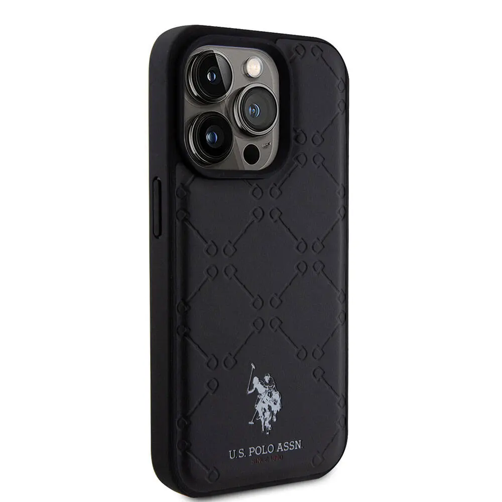 iPhone 15 Pro Suni Deri Kılıf, Lisanslı Desenli - U.S. Polo Assn.