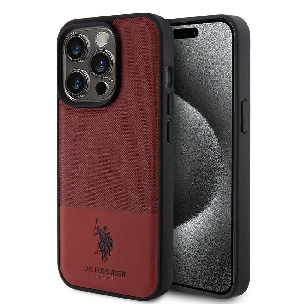 iPhone 15 Pro Suni Deri Örgü Desenli Lisanslı Kılıf - U.S. Polo Assn.