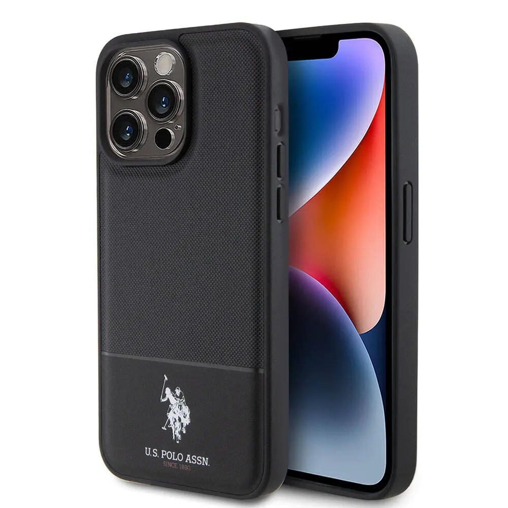 iPhone 15 Pro Suni Deri Örgü Desenli Lisanslı Kılıf - U.S. Polo Assn.