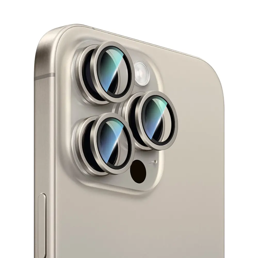 Apple iPhone 15 Pro Max CaseWorld Alloy Serisi Oleofobik Anti Reflective Kamera Lens Koruyucu