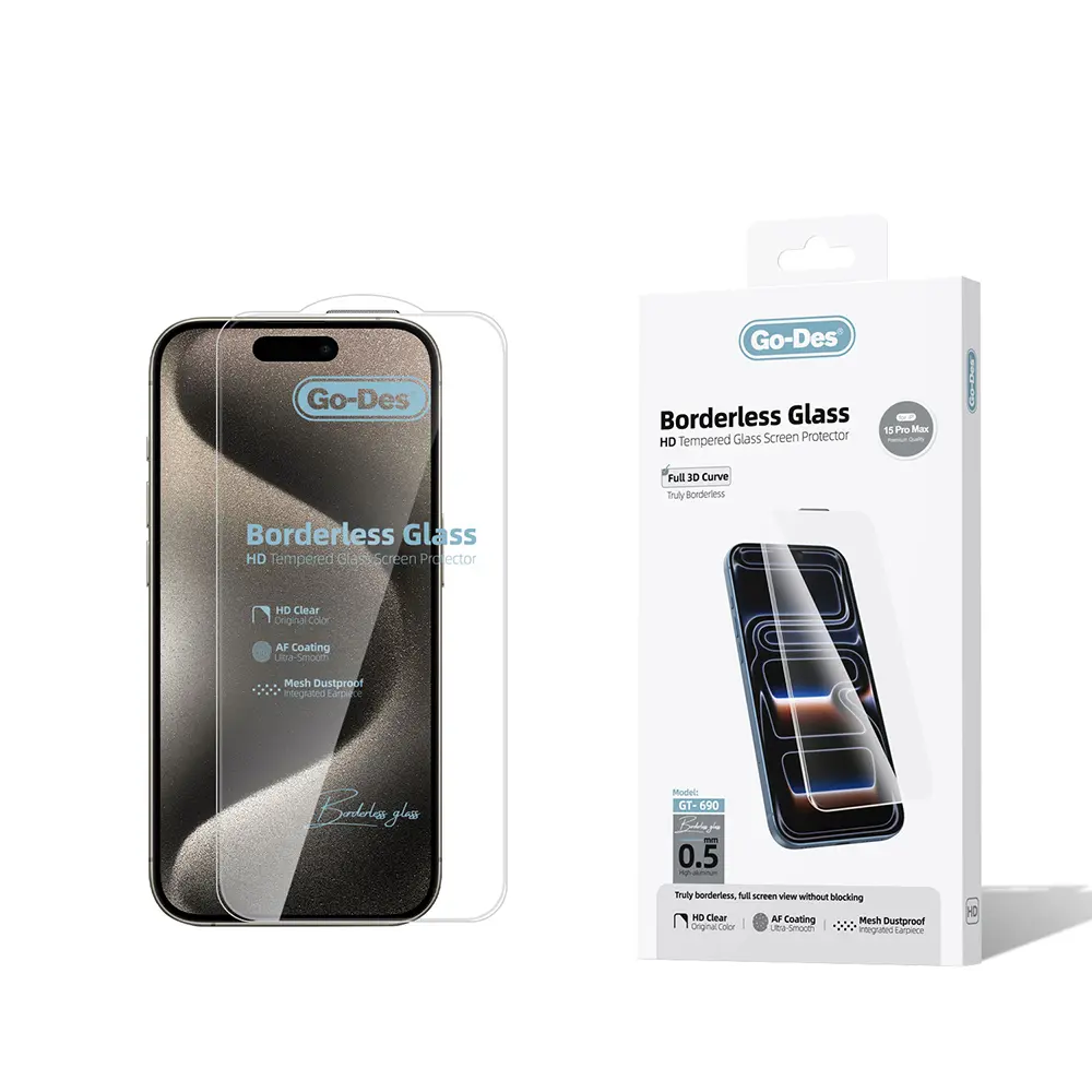Apple iPhone 15 Pro Max Go Des Borderless Temperli Cam Ekran Koruyucu