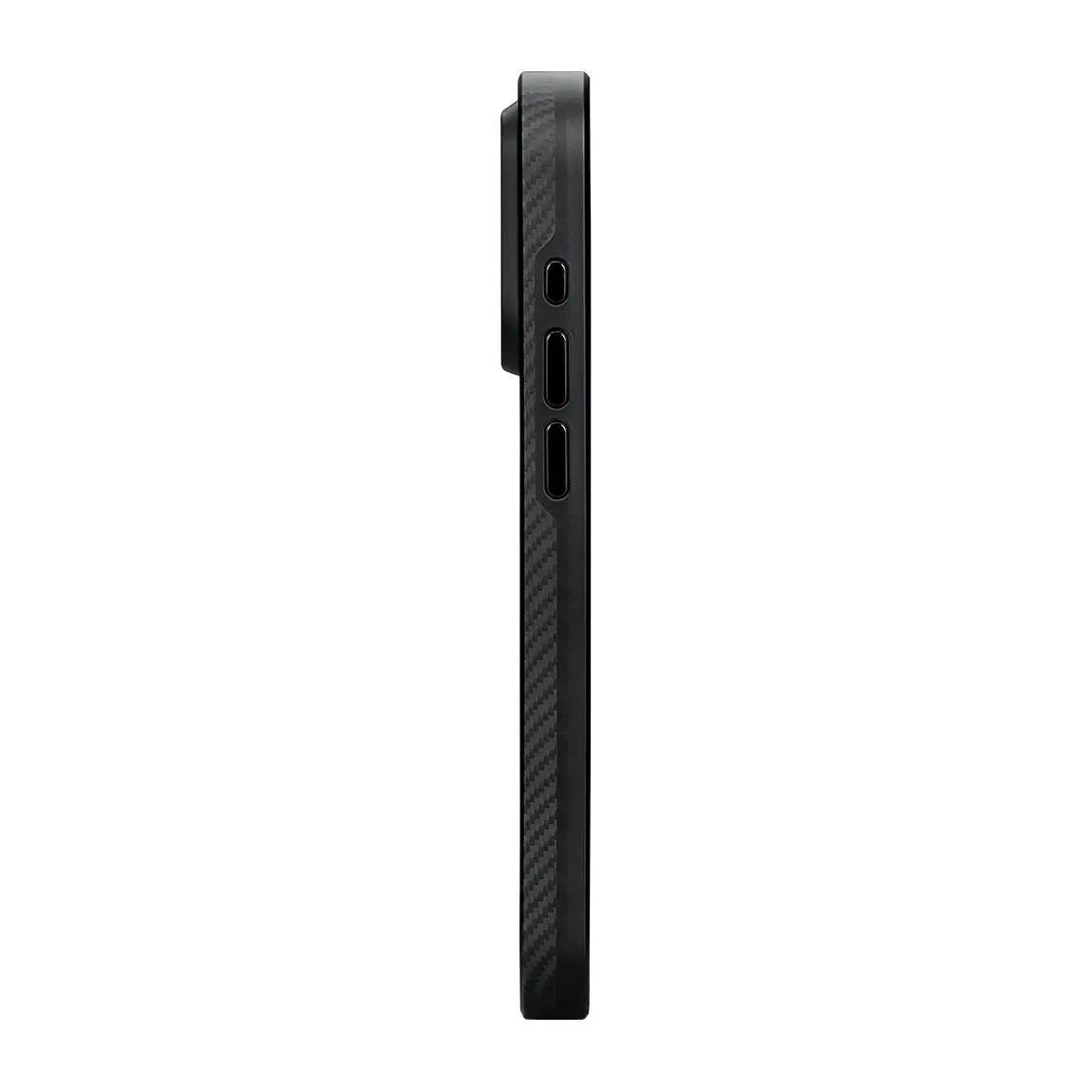 Apple iPhone 15 Pro Max Kılıf M-safe Şarj Özellikli 600D Aramid Karbon Fiber Pitaka Military-Grade Classic Serisi Black-Grey Twill Kapak