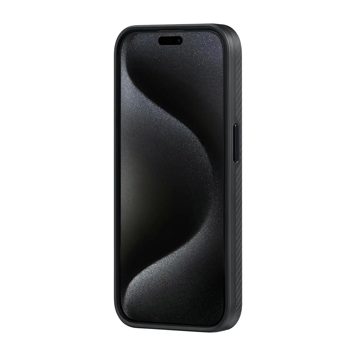 Apple iPhone 15 Pro Max Kılıf M-safe Şarj Özellikli 600D Aramid Karbon Fiber Pitaka Military-Grade Classic Serisi Black-Grey Twill Kapak