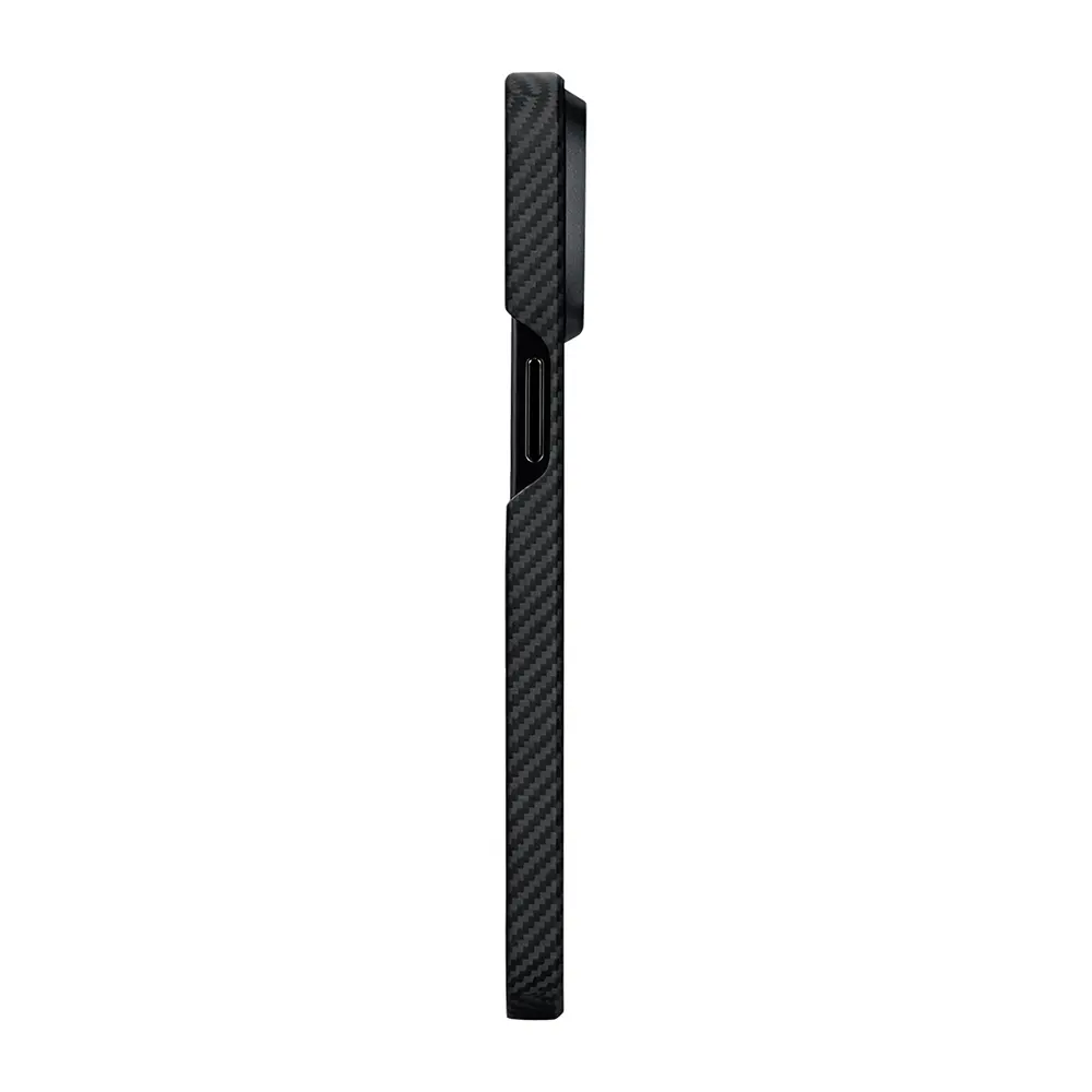 Apple iPhone 15 Pro Max Kılıf M-safe Şarj Özellikli 600D Aramid Karbon Fiber Pitaka Tactile Woven Orchestra Serisi Rhapsody Kapak