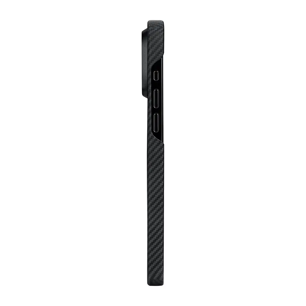 Apple iPhone 15 Pro Max Kılıf M-safe Şarj Özellikli 600D Aramid Karbon Fiber Pitaka Tactile Woven Orchestra Serisi Rhapsody Kapak