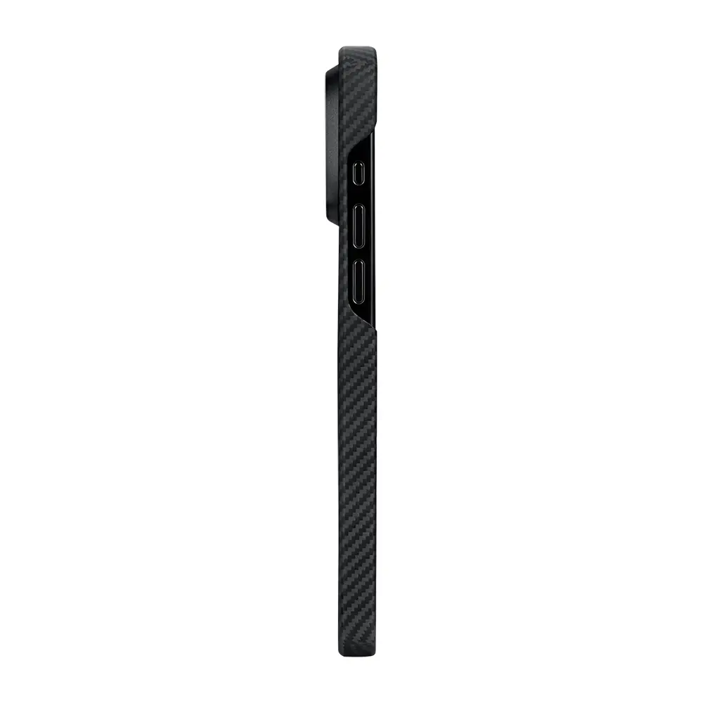 Apple iPhone 15 Pro Max Kılıf M-safe Şarj Özellikli 600D Aramid Karbon Fiber Pitaka Tactile Woven Orchestra Serisi Overture Kapak