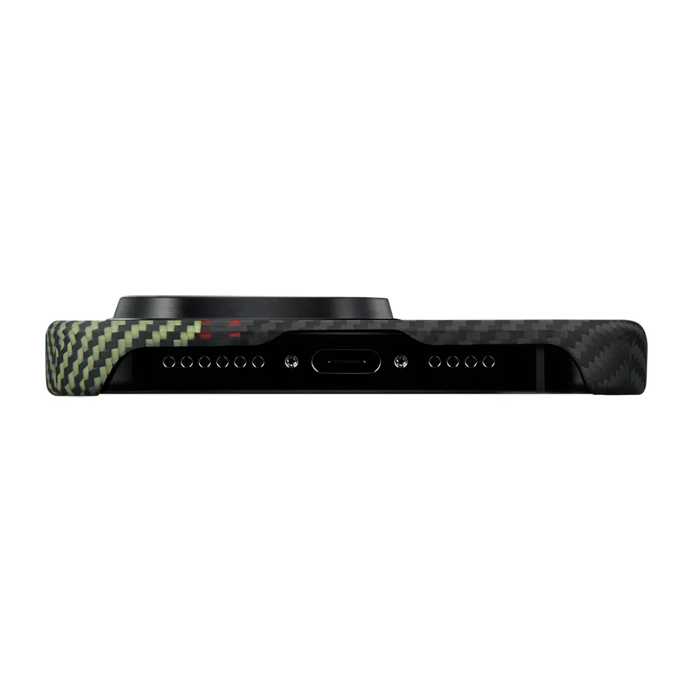 Apple iPhone 15 Pro Max Kılıf M-safe Şarj Özellikli 600D Aramid Karbon Fiber Pitaka Tactile Woven Orchestra Serisi Overture Kapak