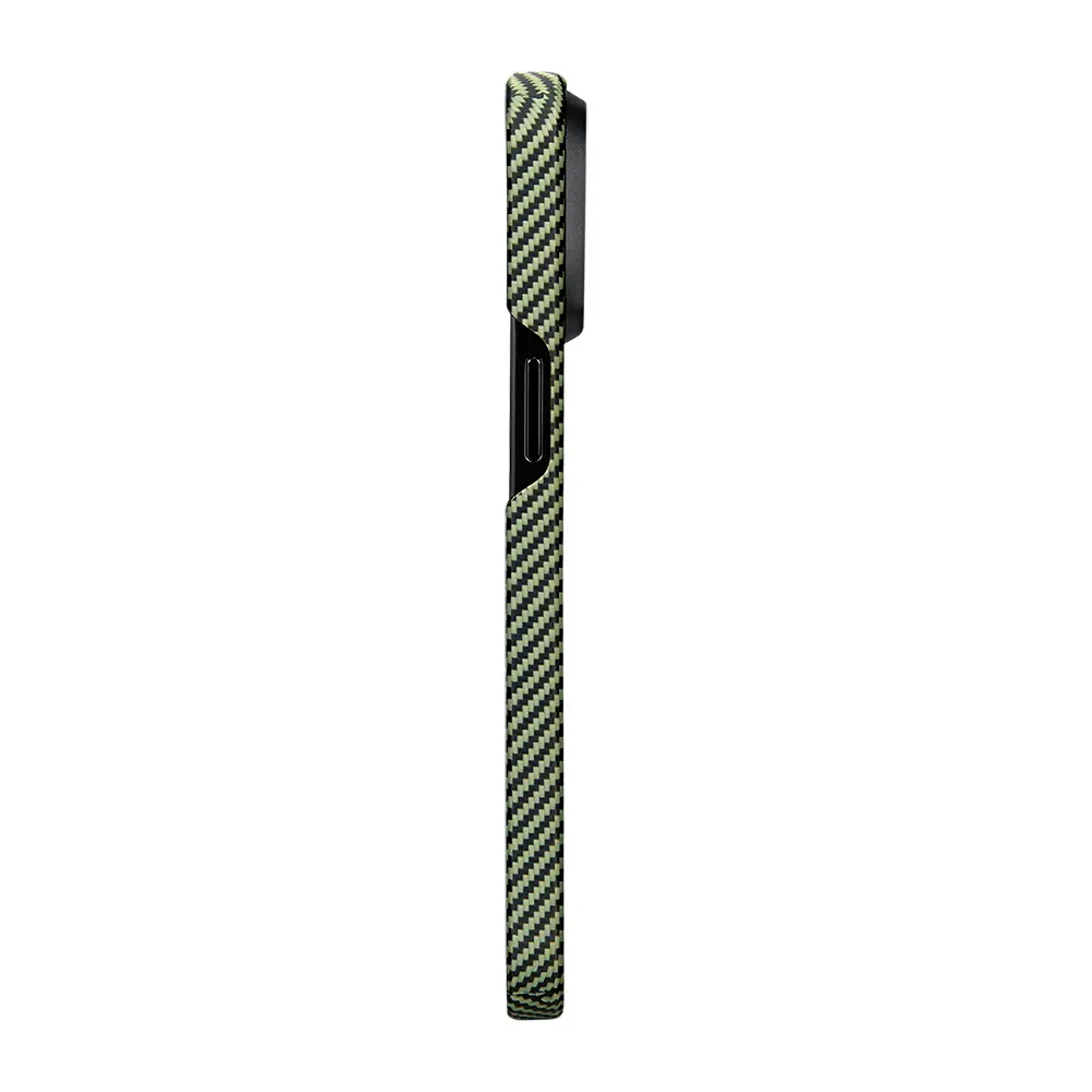 Apple iPhone 15 Pro Max Kılıf M-safe Şarj Özellikli 600D Aramid Karbon Fiber Pitaka Tactile Woven Orchestra Serisi Overture Kapak