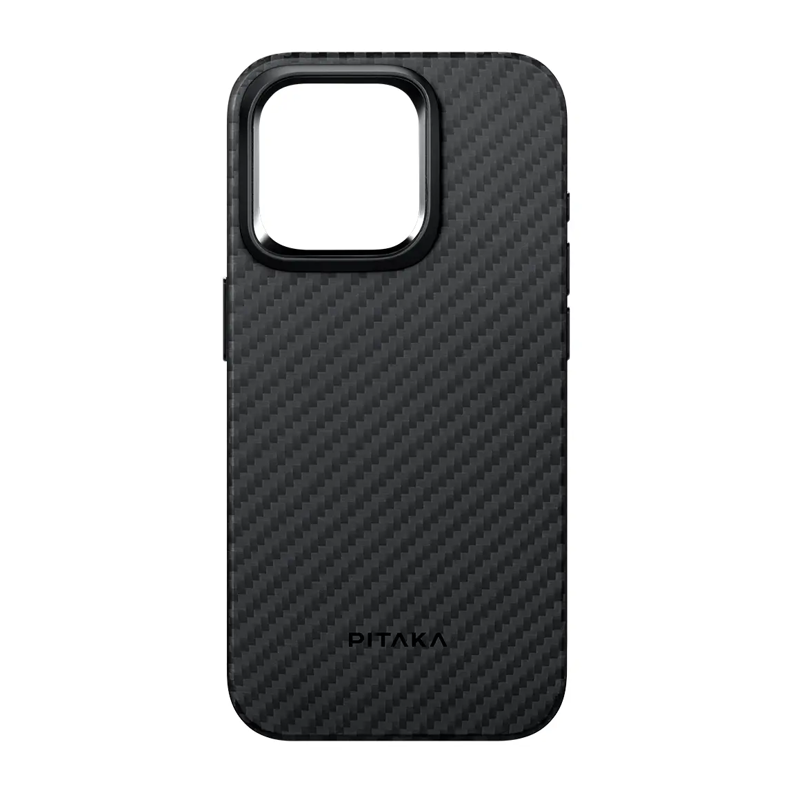 Apple iPhone 15 Pro Max Kılıf M-safe Şarj Özellikli 1500D Aramid Karbon Fiber Pitaka Military-Grade Classic Serisi Black-Grey Twill Kapak