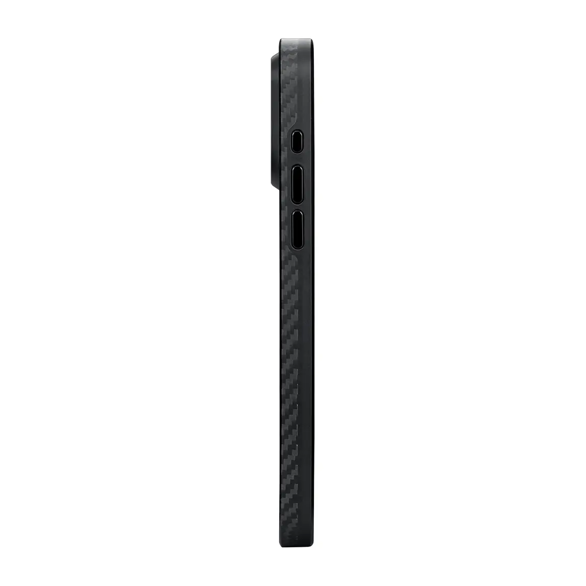 Apple iPhone 15 Pro Max Kılıf M-safe Şarj Özellikli 1500D Aramid Karbon Fiber Pitaka Military-Grade Classic Serisi Black-Grey Twill Kapak