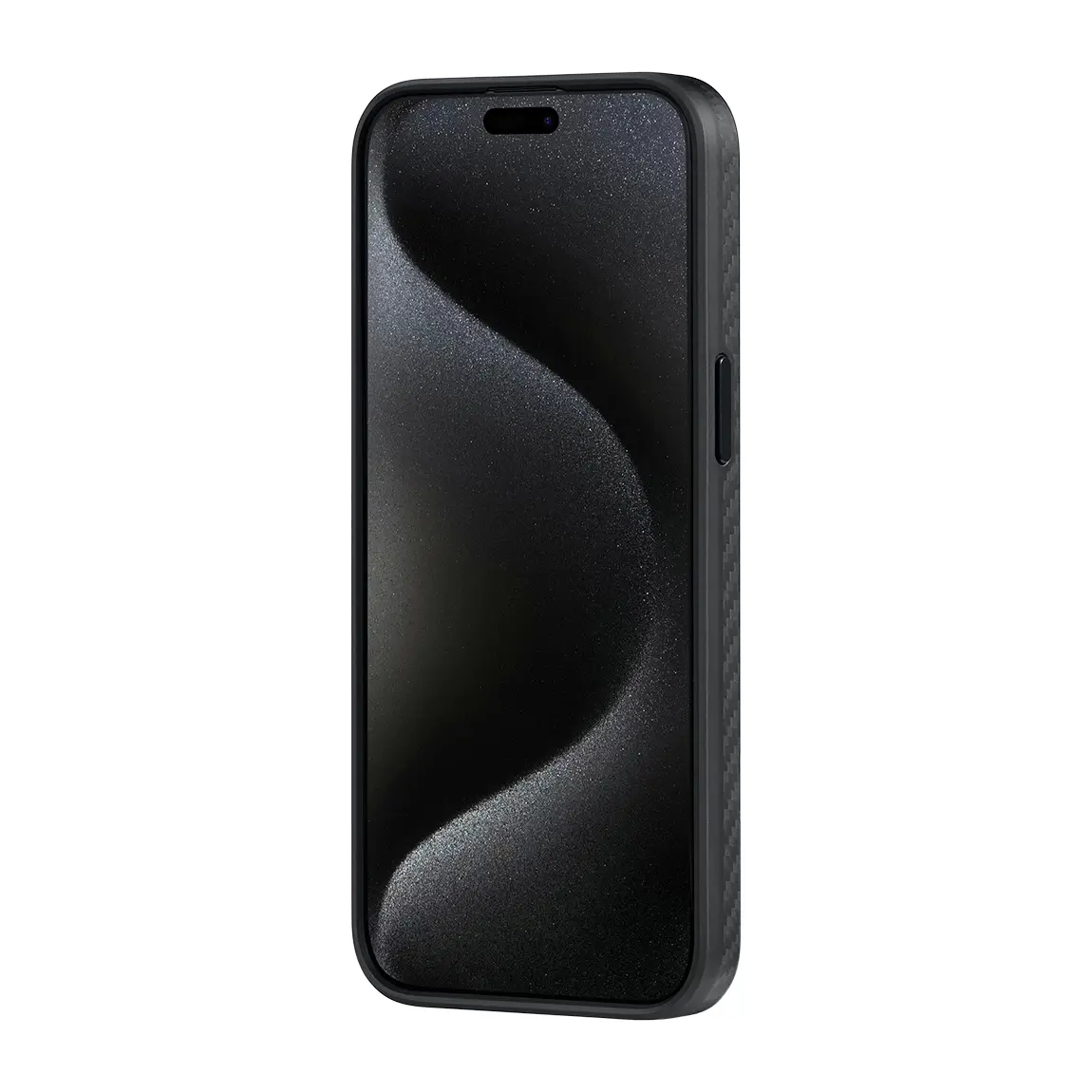 Apple iPhone 15 Pro Max Kılıf M-safe Şarj Özellikli 1500D Aramid Karbon Fiber Pitaka Military-Grade Classic Serisi Black-Grey Twill Kapak