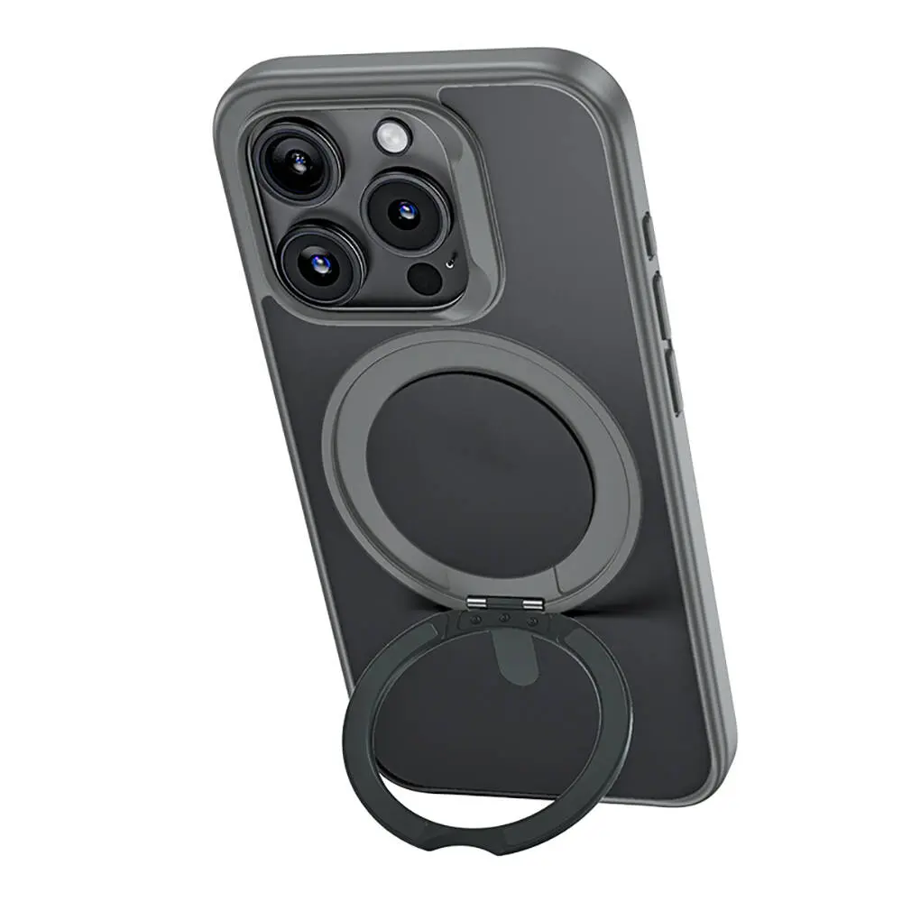 Apple iPhone 15 Pro Max Kılıf M-safe Şarj Özellikli 360° Dönebilen Benks Pop Stand Kapak