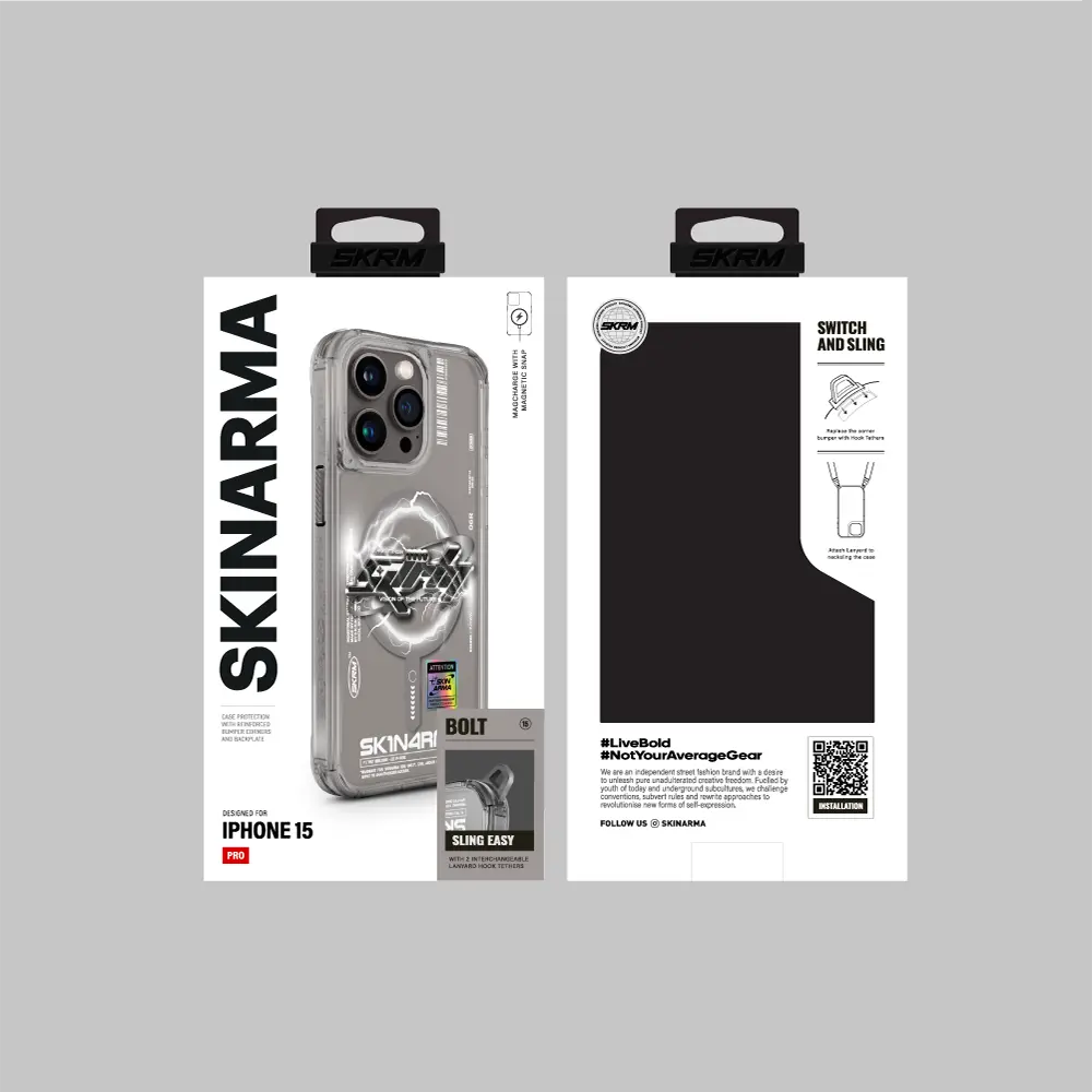 iPhone 15 Pro Max MagSafe Uyumlu Yazı Desenli Kılıf - Skinarma Bolt