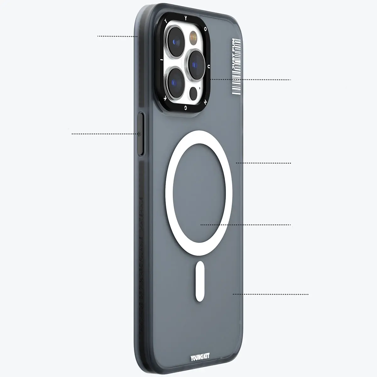 iPhone 15 Pro Max MagSafe Uyumlu Şeffaf Kılıf - Youngkit Colored Sand