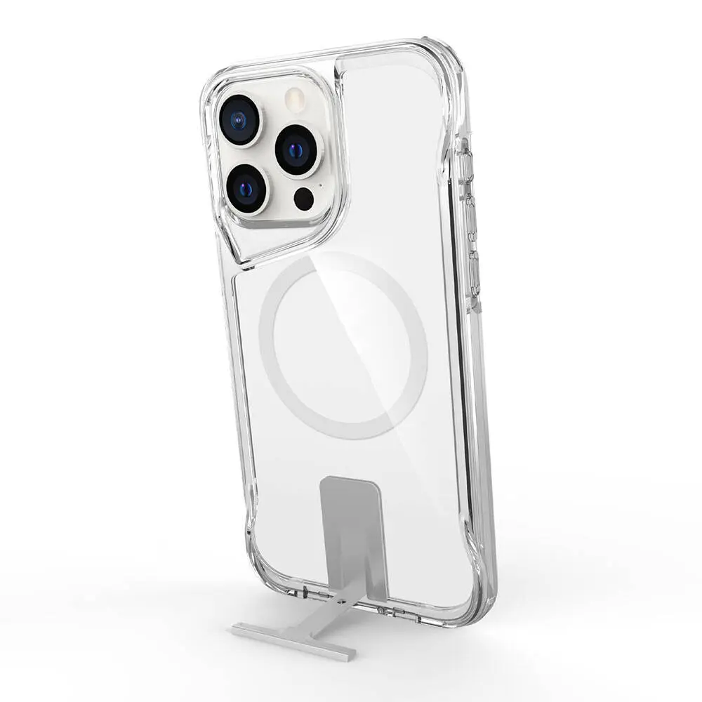 iPhone 15 Pro Max MagSafe Uyumlu Standlı Şeffaf Kılıf - Zore T-Max
