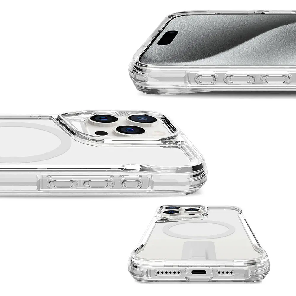 iPhone 15 Pro Max MagSafe Uyumlu Standlı Şeffaf Kılıf - Zore T-Max