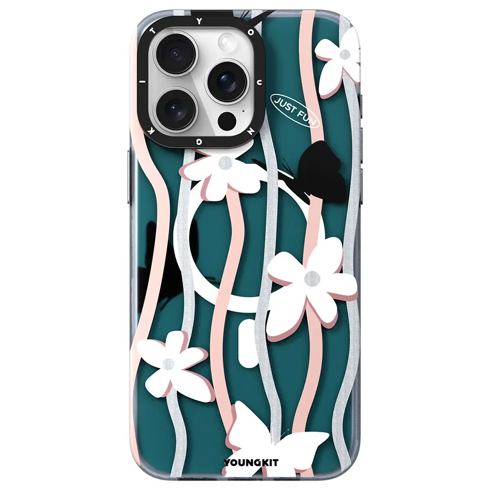 iPhone 15 Pro Max MagSafe Uyumlu Çift Katmanlı Kılıf - Youngkit Star&Butterfly