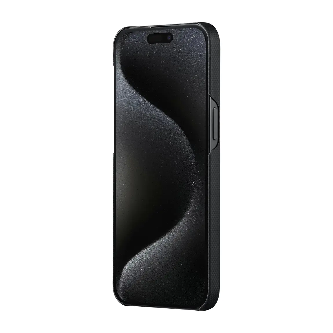 Apple iPhone 15 Pro Max Kılıf M-safe Şarj Özellikli Aramid Karbon Fiber Pitaka Tactile Woven Break The Line Kapak