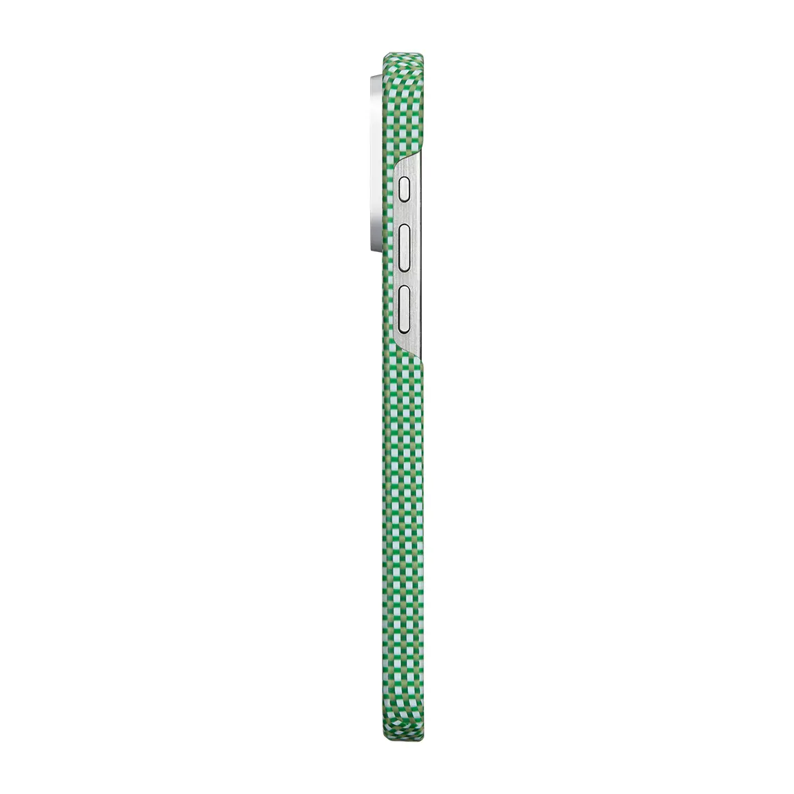 Apple iPhone 15 Pro Max Kılıf M-safe Şarj Özellikli Awa Tasarımlı 1500D Aramid Karbon Fiber Pitaka Ultra-Slim Classic Serisi Forest Kapak