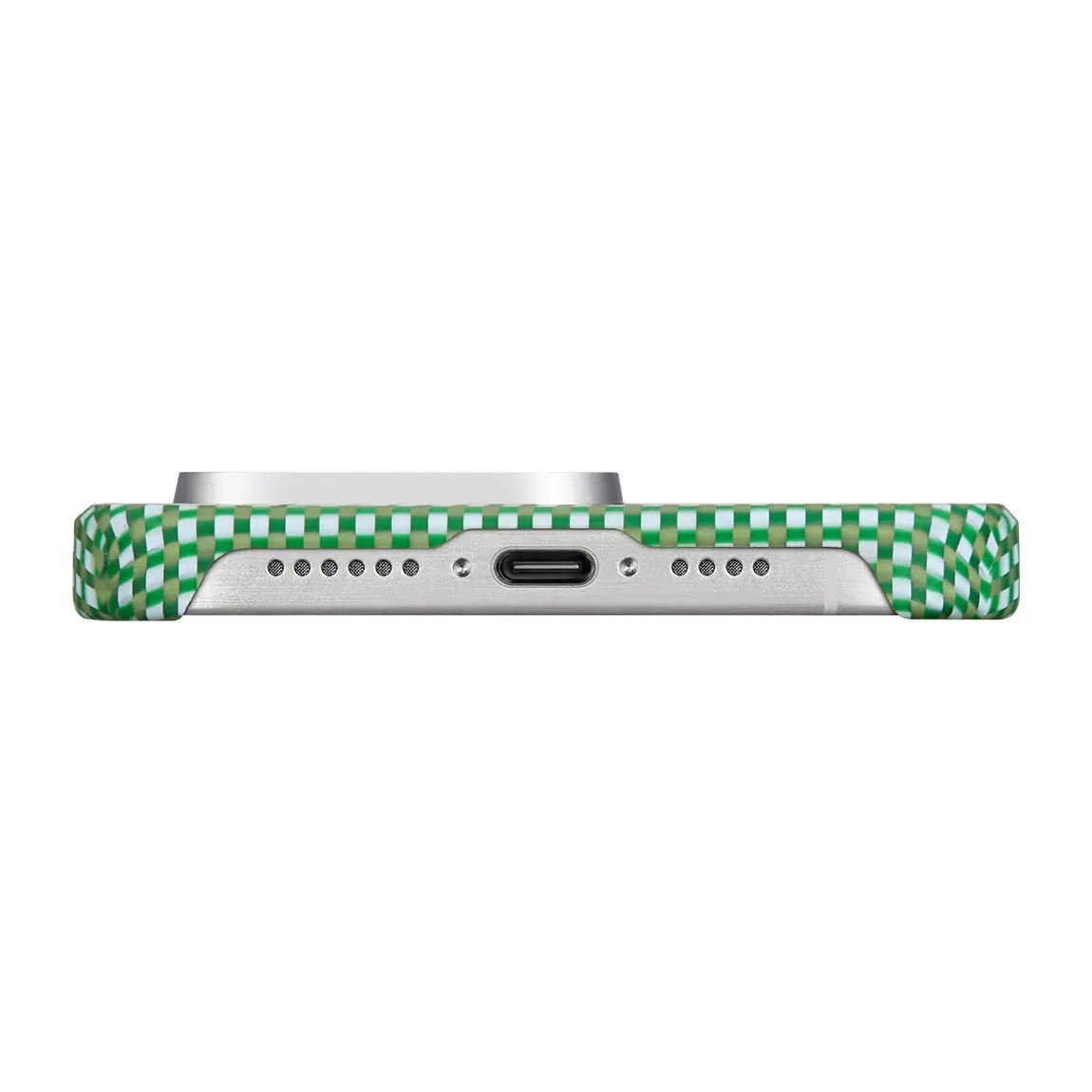 Apple iPhone 15 Pro Max Kılıf M-safe Şarj Özellikli Awa Tasarımlı 1500D Aramid Karbon Fiber Pitaka Ultra-Slim Classic Serisi Forest Kapak