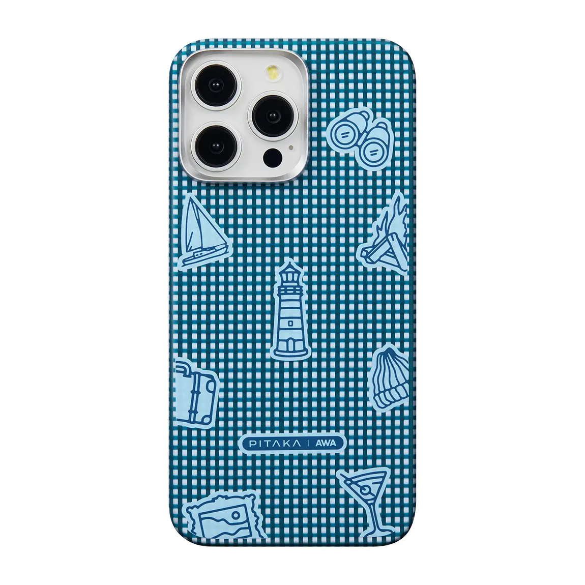 Apple iPhone 15 Pro Max Kılıf M-safe Şarj Özellikli Awa Tasarımlı 1500D Aramid Karbon Fiber Pitaka Ultra-Slim Classic Serisi Ocean Kapak