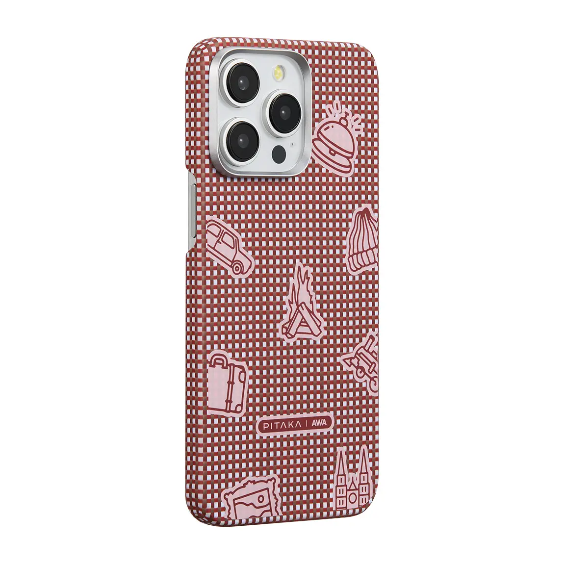 Apple iPhone 15 Pro Max Kılıf M-safe Şarj Özellikli Awa Tasarımlı 1500D Aramid Karbon Fiber Pitaka Ultra-Slim Classic Serisi Bonfire Kapak