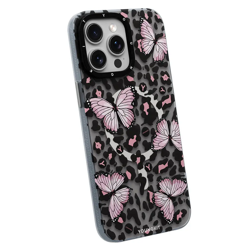 iPhone 15 Pro Max MagSafe Uyumlu Kelebek Desenli Kılıf - Youngkit Shadow Dance