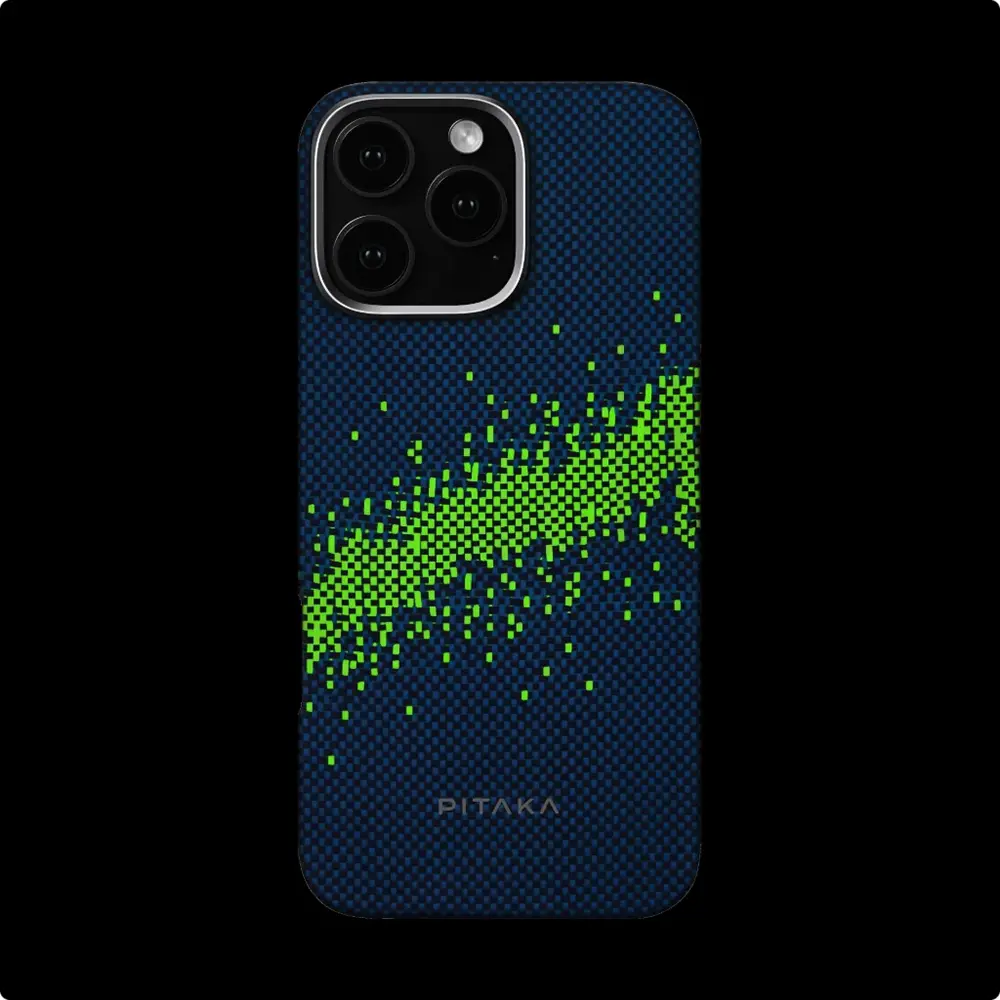 Apple iPhone 15 Pro Max Kılıf M-safe Şarj Özellikli Lumintex Teknolojili Fosforlu Özellikli Aramid Karbon Fiber Pitaka Tactile Woven Starpeak Serisi Milky Way Galaxy Kapak