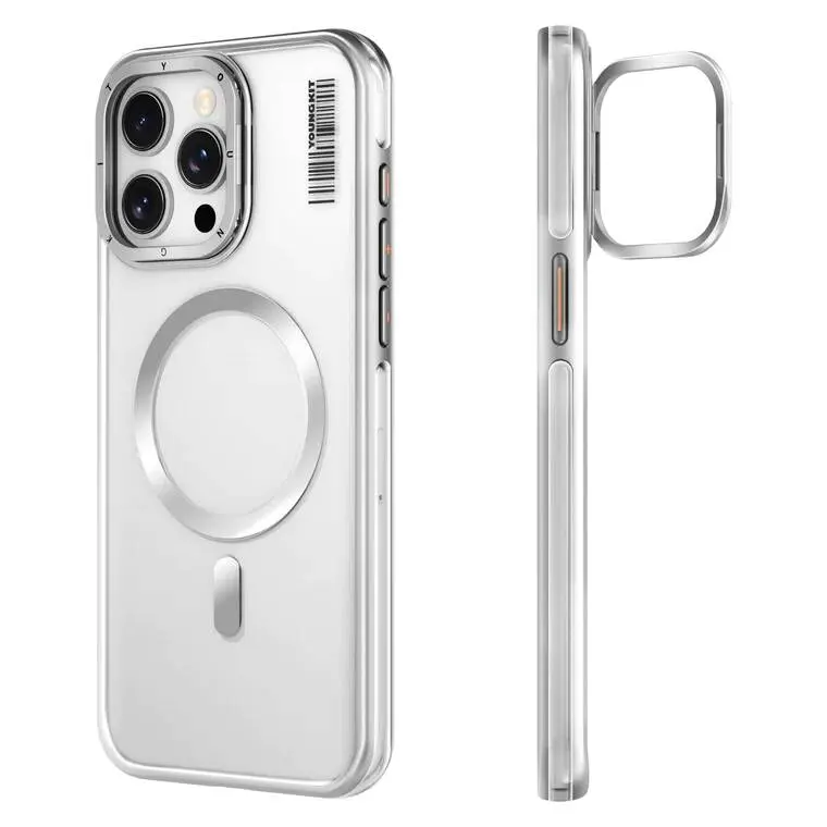Apple iPhone 15 Pro Max Kılıf M-safe Şarj Özellikli Sararma Önleyici Youngkit Crystal Grid Kapak