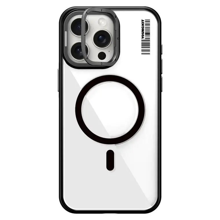 Apple iPhone 15 Pro Max Kılıf M-safe Şarj Özellikli Sararma Önleyici Youngkit Crystal Grid Kapak