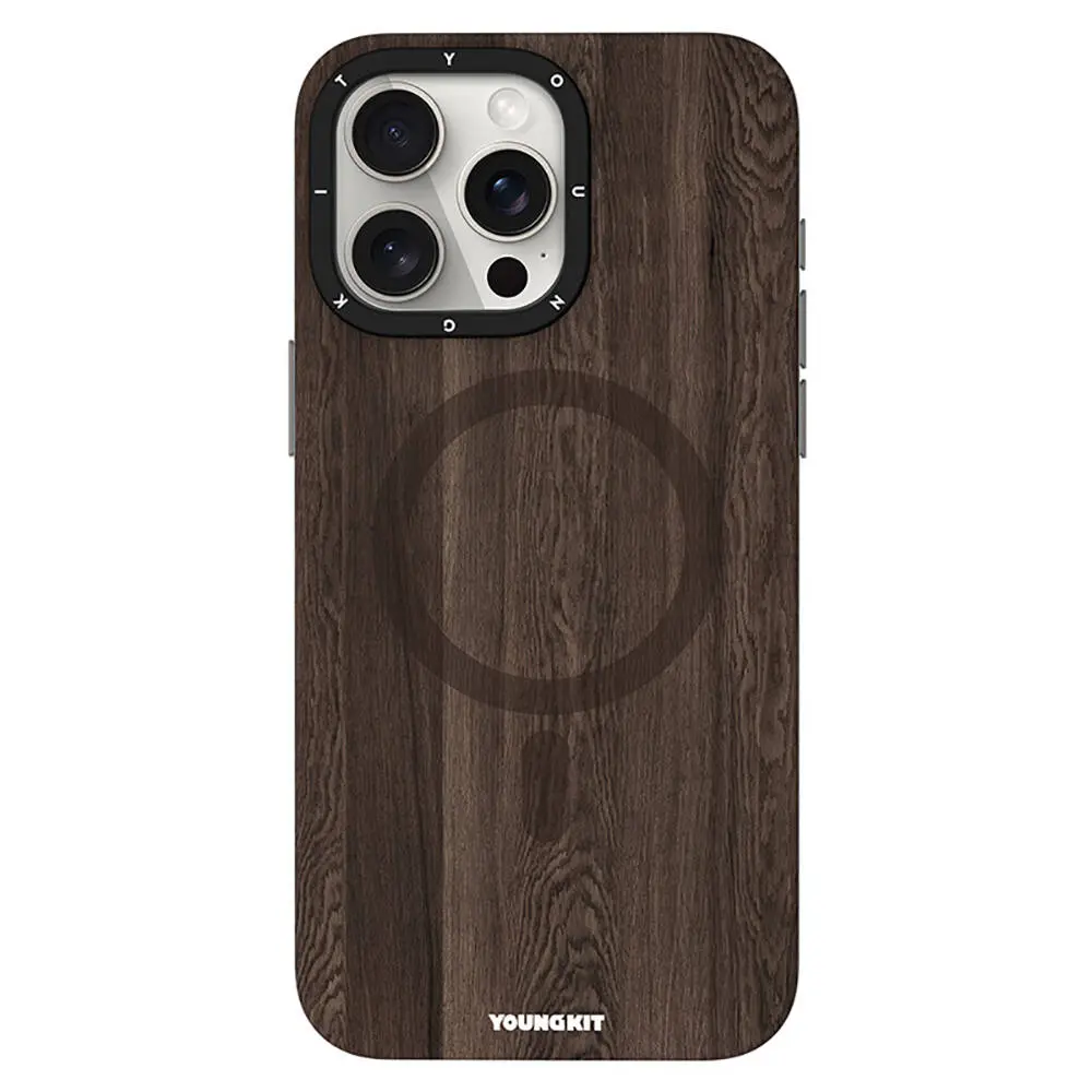 iPhone 15 Pro Max MagSafe Uyumlu Sararmaya Dayanıklı Kılıf - Youngkit Wood Forest
