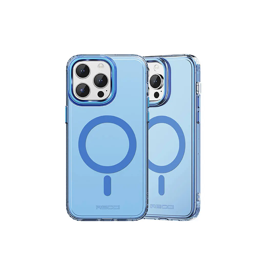 iPhone 15 Pro Max MagSafe Uyumlu Şeffaf Kılıf - Recci Crystal Color