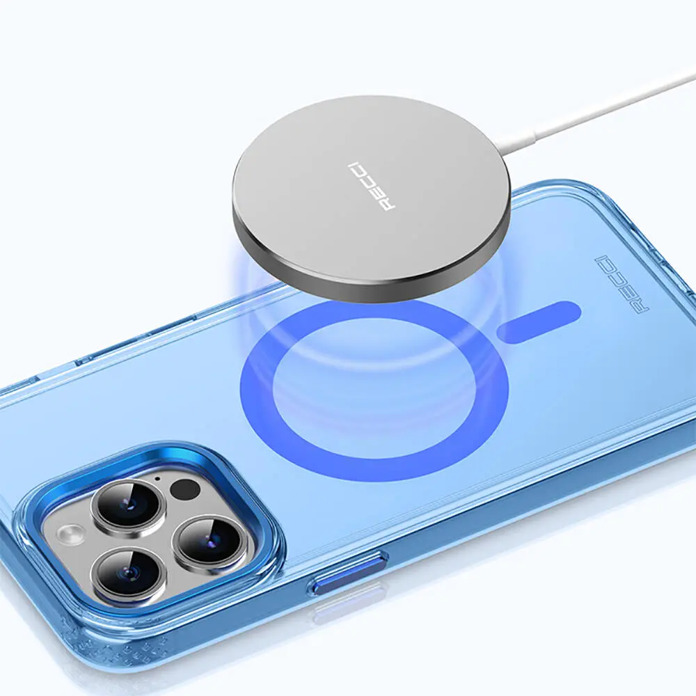 iPhone 15 Pro Max MagSafe Uyumlu Şeffaf Kılıf - Recci Crystal Color