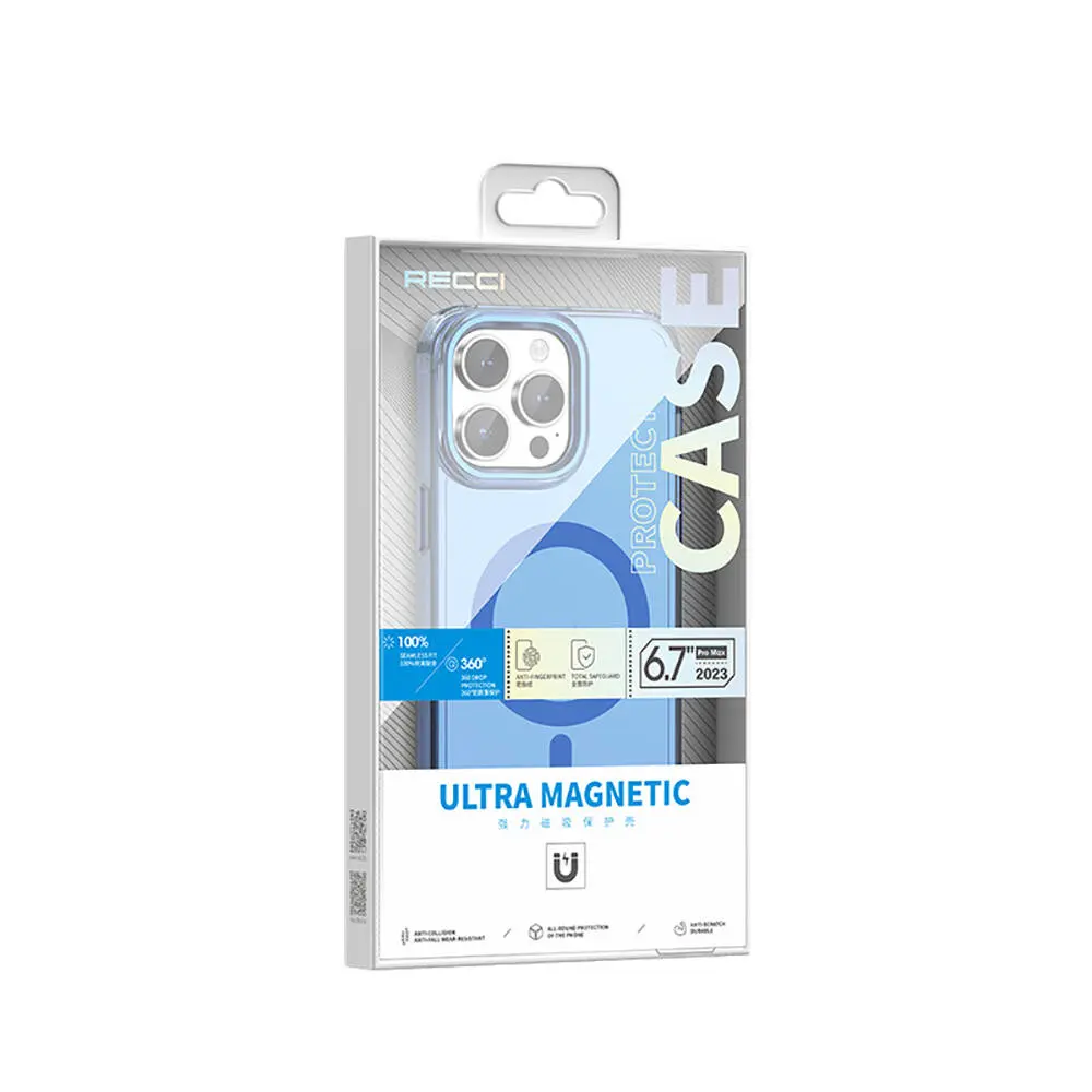 iPhone 15 Pro Max MagSafe Uyumlu Şeffaf Kılıf - Recci Crystal Color