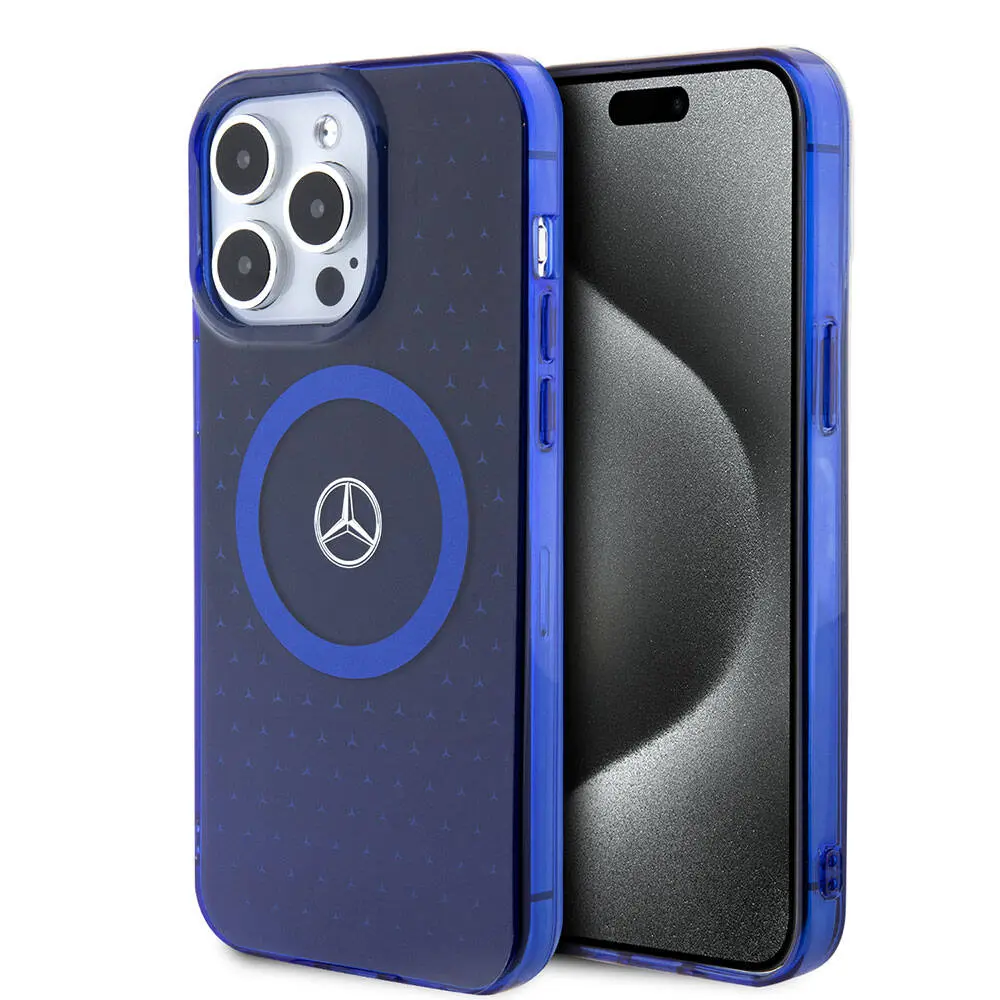 iPhone 15 Pro Max MagSafe Uyumlu Çift Katmanlı Kılıf - Mercedes Benz Mavi Yıldız
