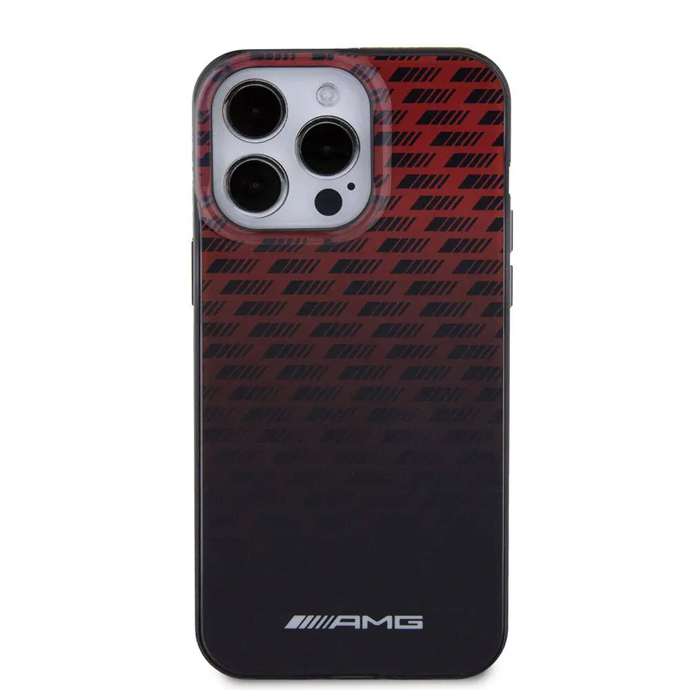 Apple iPhone 15 Pro Max Kılıf AMG Orjinal Lisanslı Çift Katmanlı Küçük Logolu Dörtgen Şerit Desenli Kapak