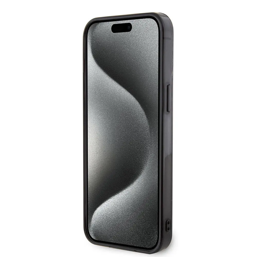 Apple iPhone 15 Pro Max Kılıf AMG Orjinal Lisanslı Çift Katmanlı Küçük Logolu Dörtgen Şerit Desenli Kapak