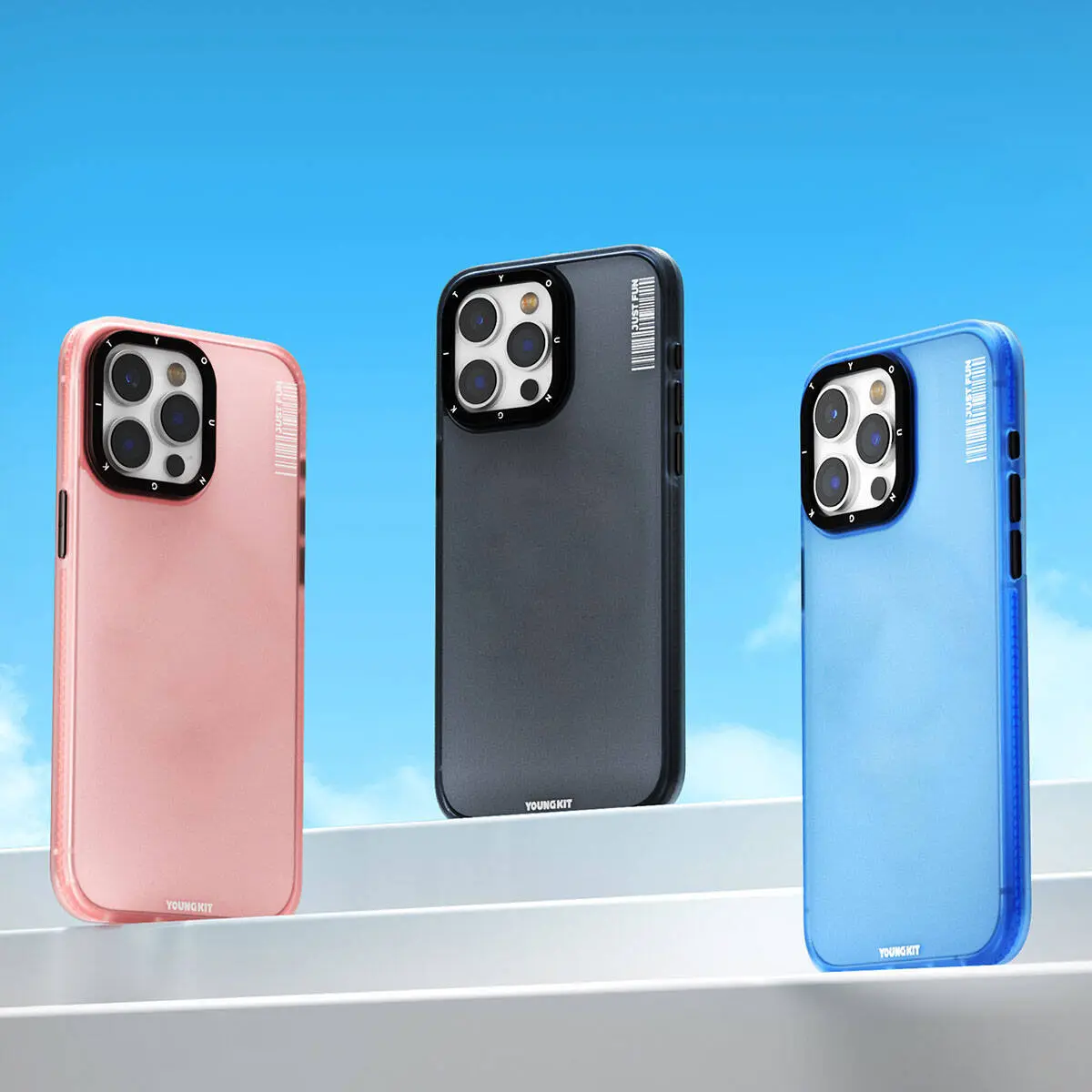 iPhone 15 Pro Max Buzlu Mat Şeffaf Kılıf - Youngkit Colored Sand