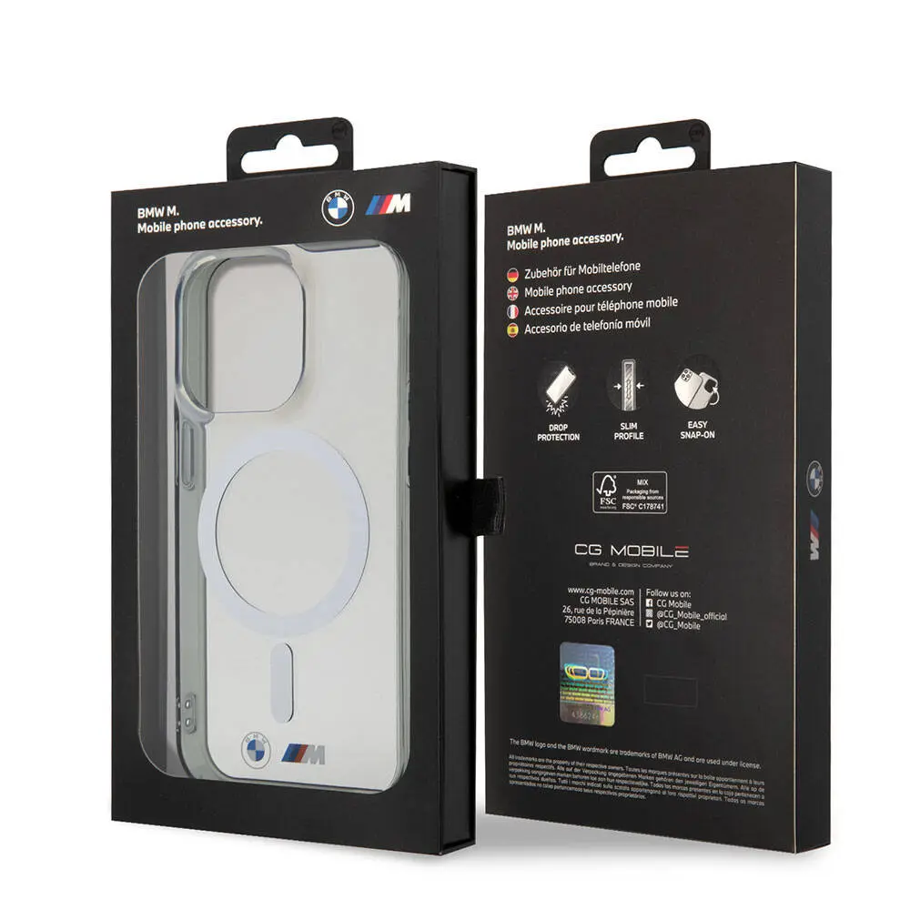 iPhone 15 Pro Max MagSafe Uyumlu Şeffaf Kılıf - BMW Silver Ring