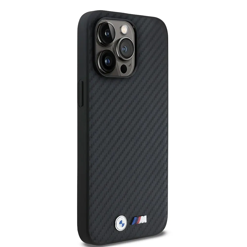 iPhone 15 Pro Max Kılıf, BMW Lisanslı Karbon Fiber Tasarımlı PU Deri Kapak