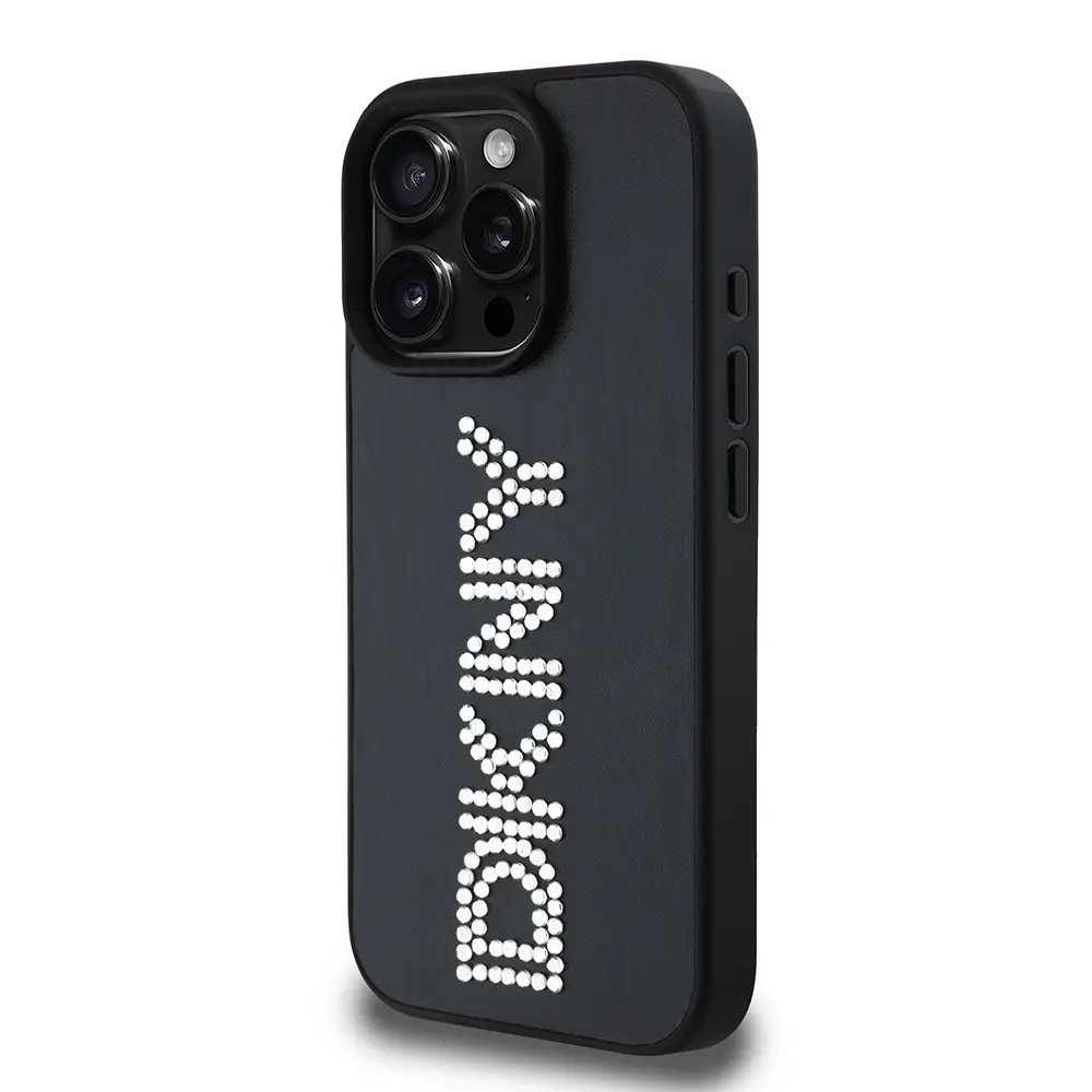 iPhone 15 Pro Max Taşlı Metalik PU Deri Kılıf - DKNY Lisanslı
