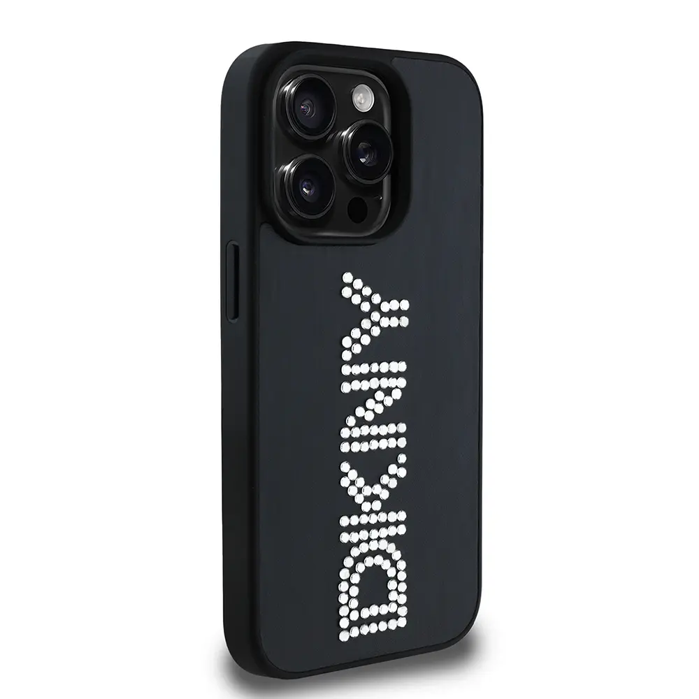 iPhone 15 Pro Max Taşlı Metalik PU Deri Kılıf - DKNY Lisanslı