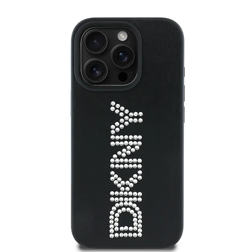 iPhone 15 Pro Max Taşlı Metalik PU Deri Kılıf - DKNY Lisanslı