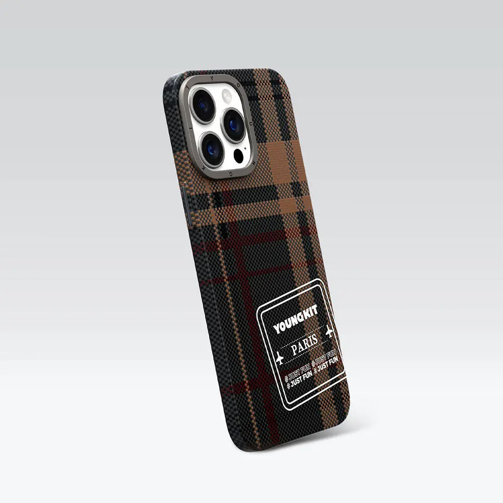 iPhone 15 Pro Max Ekose Desenli Kılıf - Youngkit Gezhi Serisi